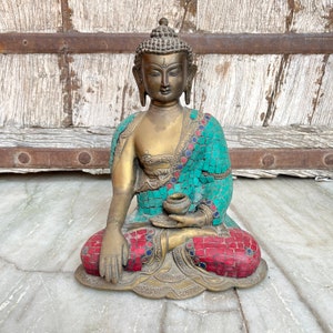 Brass Lord Buddha Stonework Statue, Indian Decoration, Buddhism God, Gautama Buddha for Temple, Meditation Buddha, Spiritual Buddha Idol