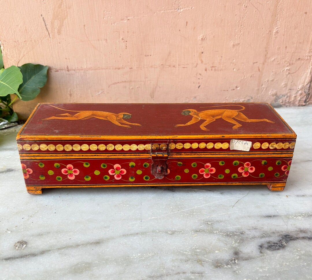 Wooden Monkey Painted Decoupage Box, Mother's Day Gift, Jewelry Box ...
