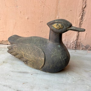 Rustic Old Decorative Duck, Old Hand Carved Wooden Duck Statue, Collectible Art, Handcrafted Bird Figurine, Duck Lover Gift, Indian Folk Art