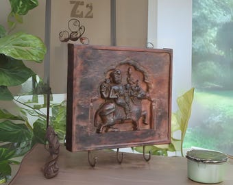 Sleutelhouder, krijger gesneden fotolijstje sleutelhouder, houten paneel met sleutelhaken, houten sleutelhouder voor muur, sleutelrek, sleutelhanger