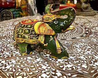 Elephant, Elephant Green Jade Stone Statue, Animal Decor Object