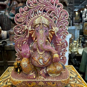 Beautiful Hand painted Ganesha Statue Ganesha God Sculpture, Ancient Lord Ganesha Statue Mini Ganesha Figure Statue Ganapati Elephant God