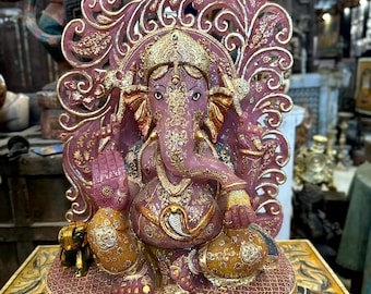 Beautiful Hand painted Ganesha Statue Ganesha God Sculpture, Ancient Lord Ganesha Statue Mini Ganesha Figure Statue Ganapati Elephant God