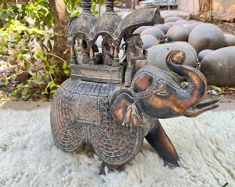 ブロンズ彫刻 象 ブロンズ彫刻の象の像、インドの手工芸品、芸術愛好家への贈り物、動物