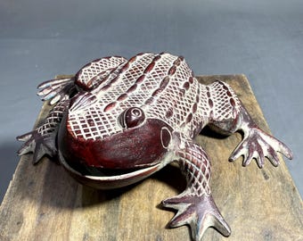 カエルの彫刻品 ヴィンテージブロンズカエル彫刻、野生動物ガーデンデコレーション、6