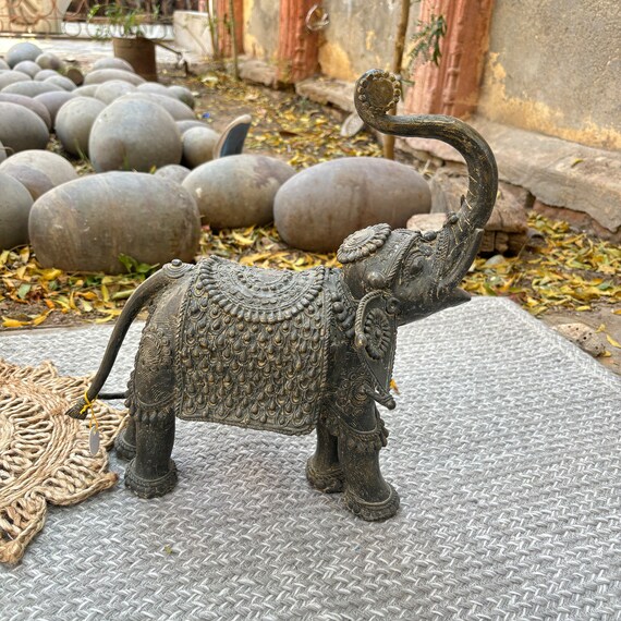 ブロンズ彫刻 象 ブロンズ彫刻の象の像、インドの手工芸品、美術愛好家への贈り物、動物