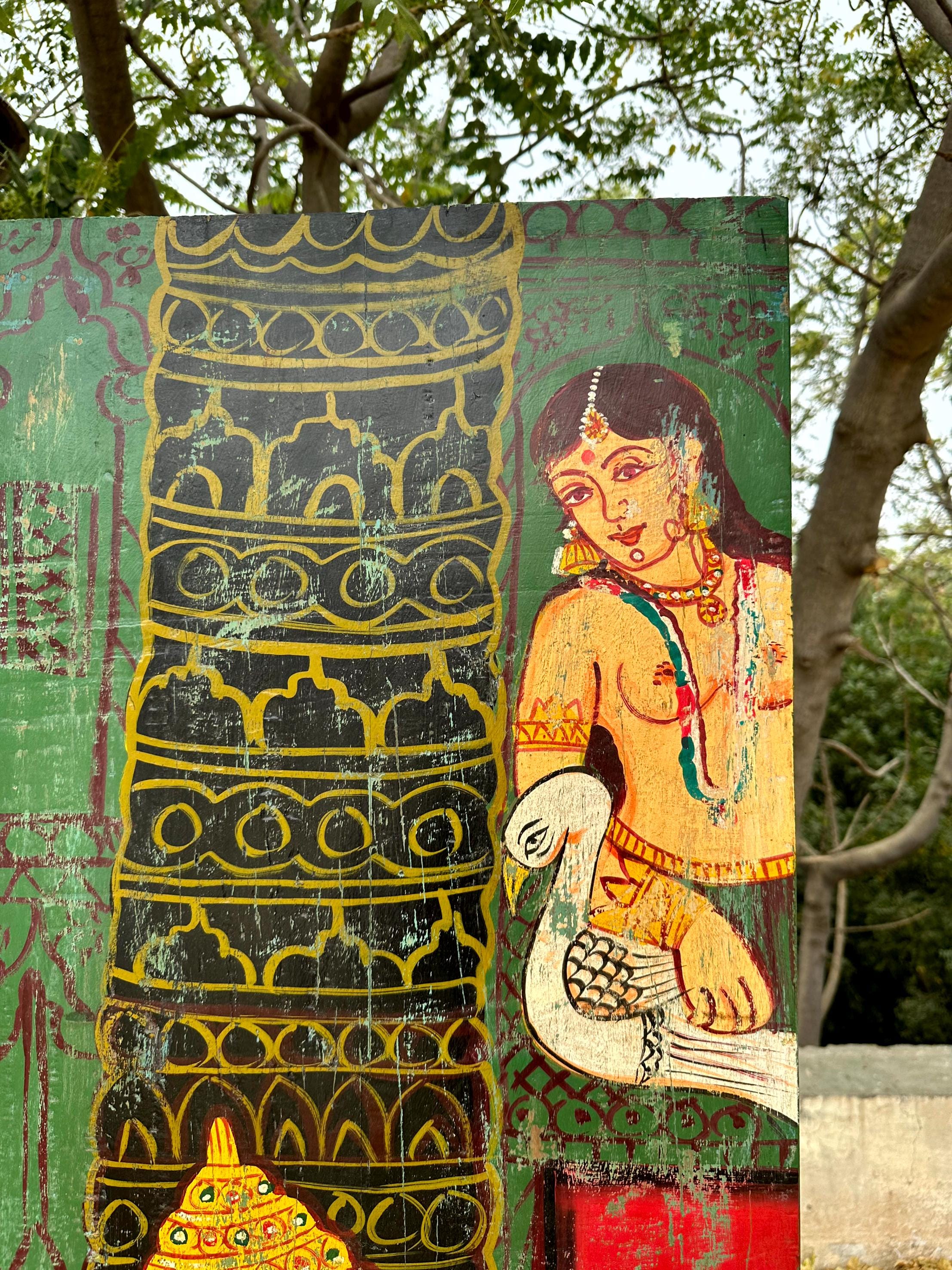Maiden From the Caves of Ajanta, Apsara Hand Painted Work, Exotic