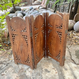 Brown Wooden Room divider Panel, Ethnic Wall Decor, Wall Hanging, Distressed Panel, Indian Handicraft, Foldable Panel, Decorative Partition