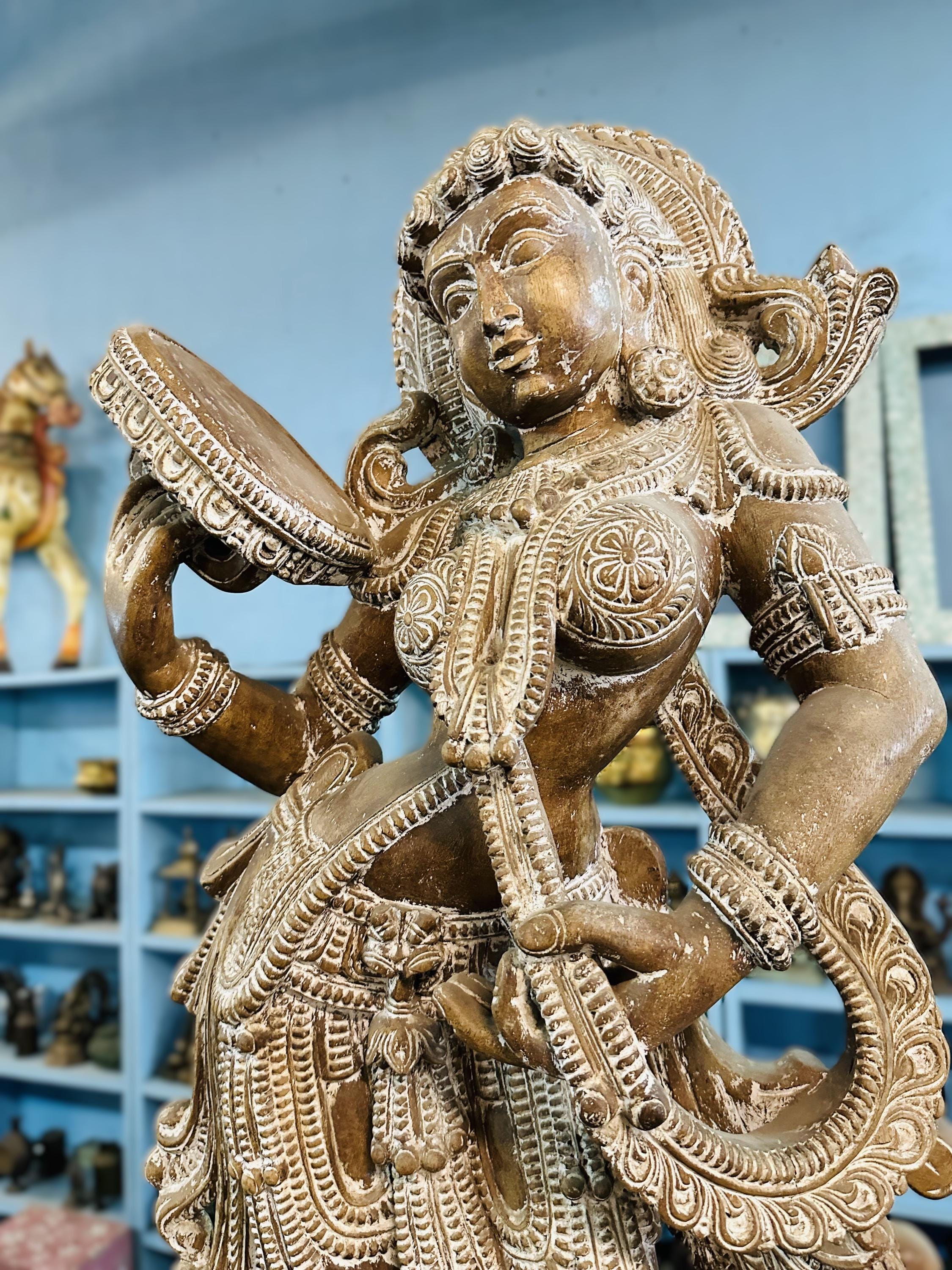 アジアン木彫り像 女性 彫刻 置物 民芸品 インテリア 昭和レトロ(Q-15) 木製 アジアン 女性像 彫刻 まとめて 送料無料 置物 像 木彫り バリ島