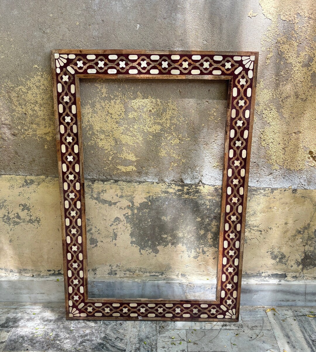 Wooden Bone Inlay Mirror Frame, Living, Office, Designer Inlaid Frame ...