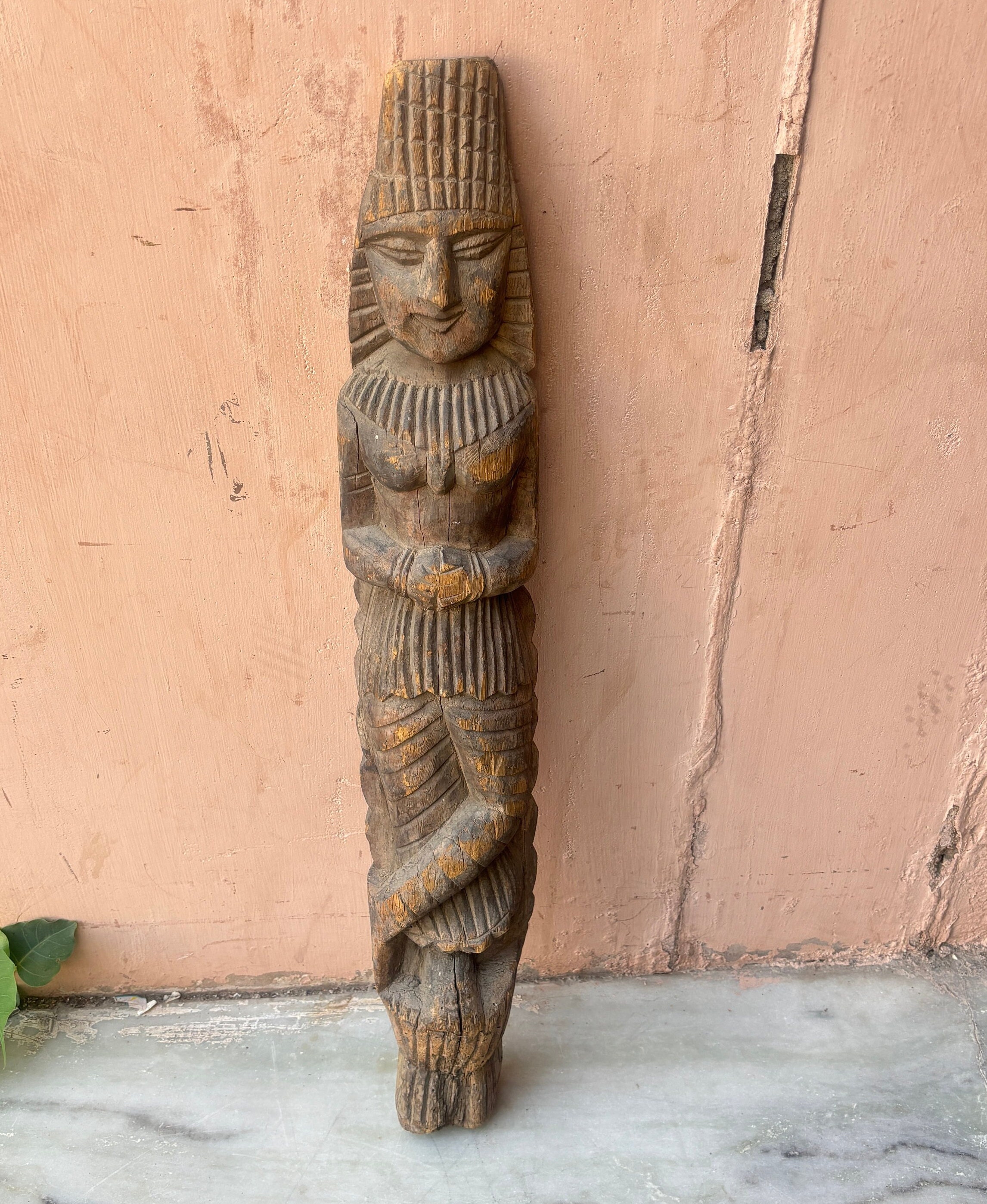 ◯アンティーク 造形芸術 アート オブジェ 木彫り 女性 後ろ髪 木製 置物 古美術 骨董 古い レトロ ヴィンテージ ディスプレイ◯