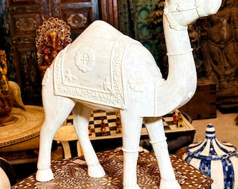 美しい白い大理石の象の置物5体セット。ギフト、装飾像、手彫りの像