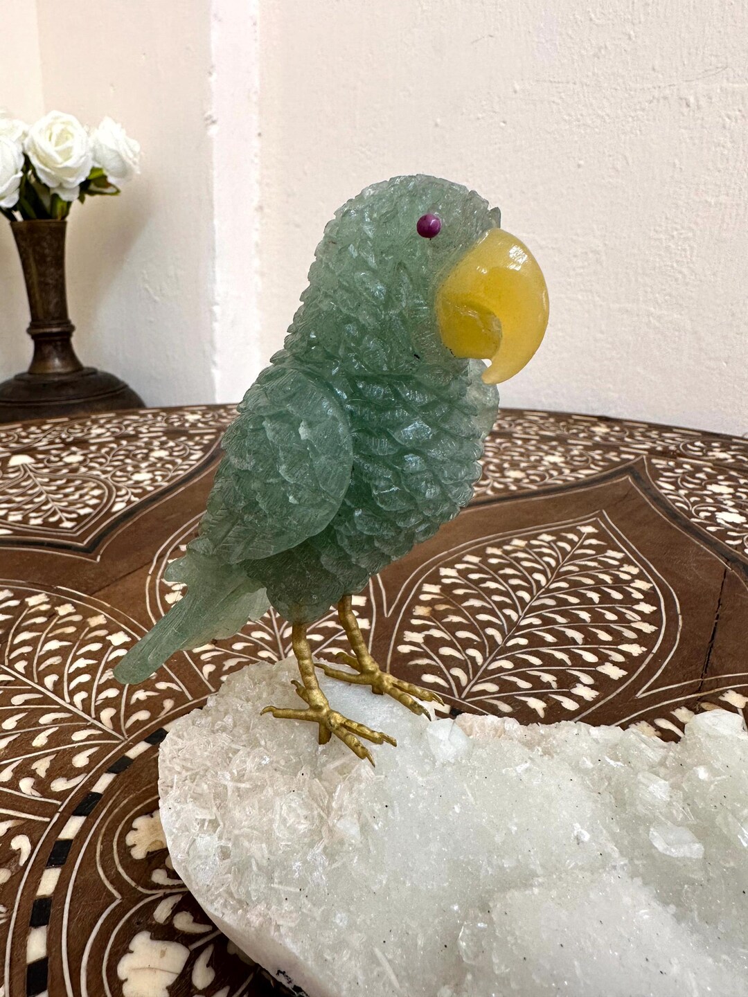 Decorative Parrot Figurine, Green Quartz Parrot, Amethyst Base Rare  Crystals Bird, Hand Carved Parrot, Crystal Art Decor, Tabletop for Desk -  Etsy