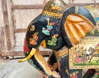ムガル時代の手描きの象の像、インドの手工芸品、芸術愛好家への贈り物