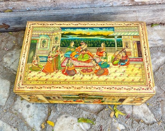 Mughal Era Artwork, Old Decorative Bone Inlay Box, Keepsake Box, Trinket Box,Collectible Piece,Bone Inlaid Box,Mother's Day Gift,Jewlery Box