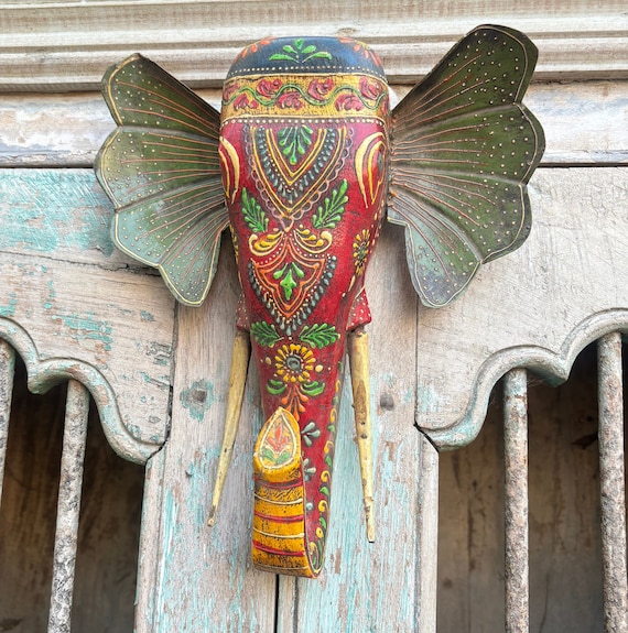 Grande Teschio Di Mucca Decorativo In Rame - Scultura Da Parete Floreale 99x58x18 Cm, Finta Tassidermia Fatta A Mano