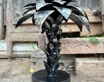 Engraved Metal Palm Tree Statue, Tropical Art, Beach House Decor, Palm Tree Art, Mid Century Modern Art, Arabic Metal Art, Unique Gift