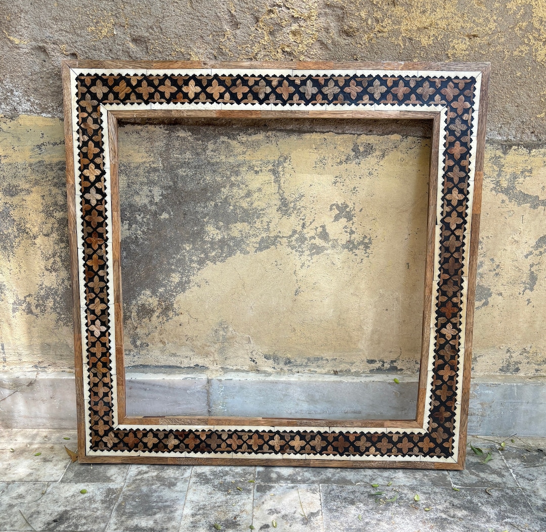 Floral Design Frame, Wooden Bone Inlay Mirror Frame, Bathroom Mirror ...