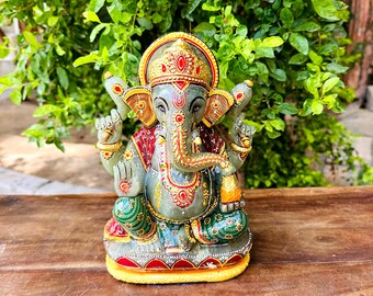 Handcrafted Lord Ganesha Idol/Green Jade Stone/Symbol of Wisdom New Beginnings/Puja Meditation Decor/Home Decor Gift