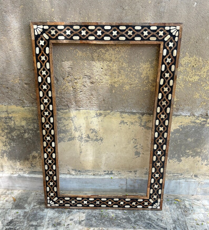 Wooden Bone Inlay Mirror Frame, Living, Office, Designer Inlaid Frame ...