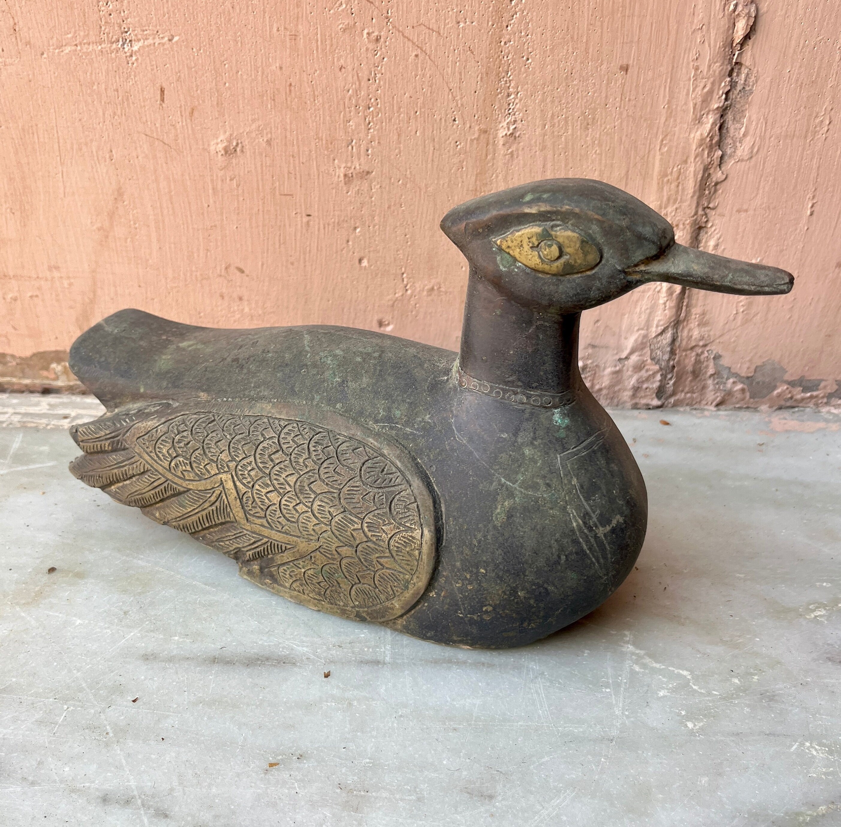 Rustic Old Decorative Duck, Old Hand Carved Wooden Duck Statue ...