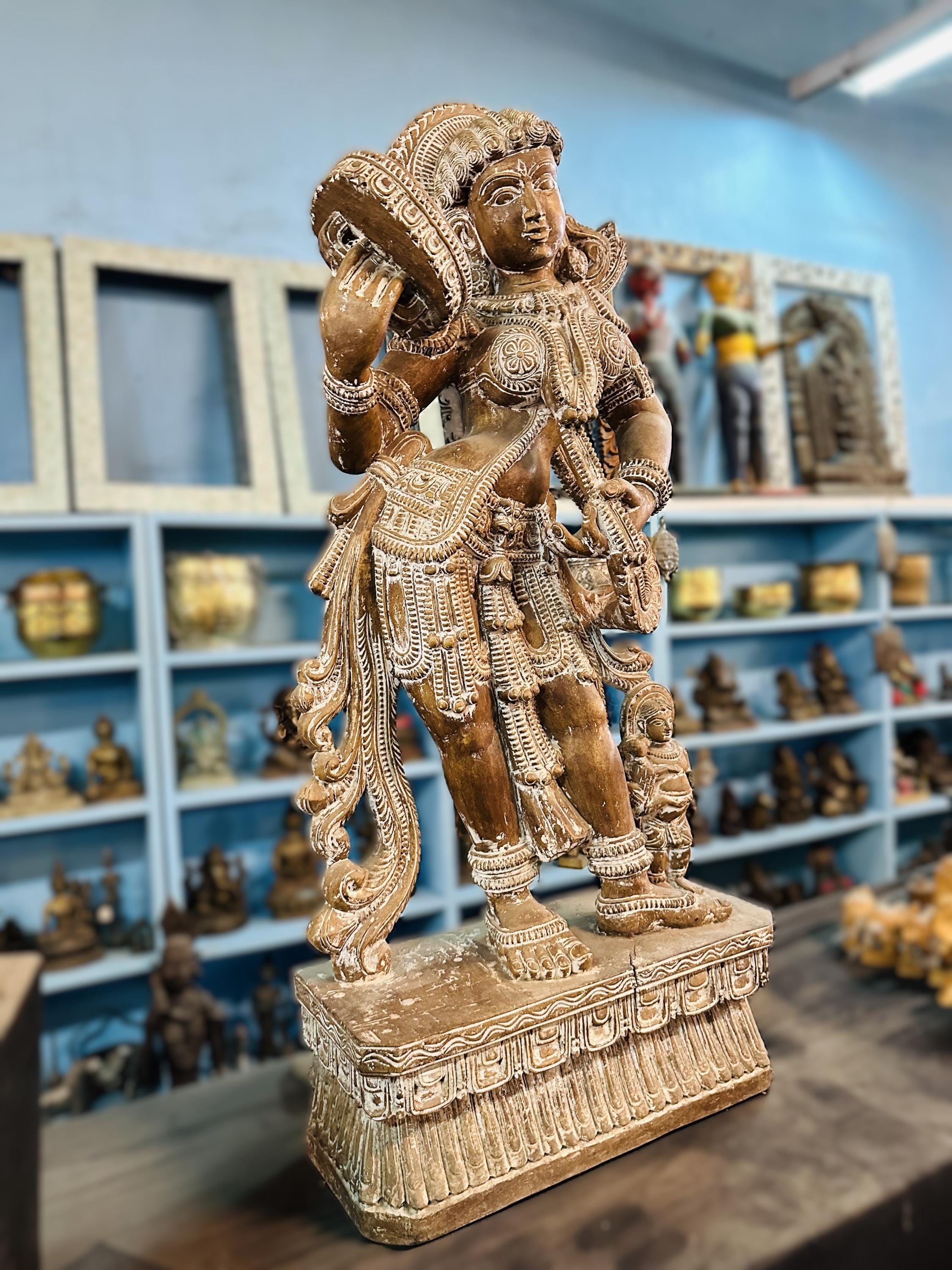 インドの老婦人の置物、黒檀の置物、アートギフト、室内装飾、手彫りの