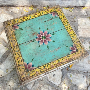 Embossed Work Chowkis, Wooden Traditional Hand Painted Bajot Chowki, Pooja Chowki, Handcrafted Chowki, Hand Painted Chowki, Indian Table