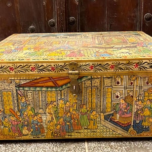Mughal-Ära Kunstwerk Knochen Inlay Box, Holz Schmuckschatulle, Aufbewahrungsbox, Knochen eingelegte Box, Muttertagsgeschenk, Sammlerstück, Aufbewahrungsbox, selten