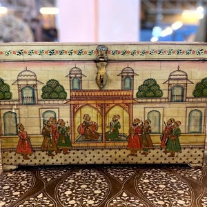 Holzschmuckschatulle, Mughal-Ära Kunstwerk, Knochen-Inlay-Box, Aufbewahrungsbox, Knochen-Intarsien-Box, Muttertagsgeschenk, Sammlerstück, Aufbewahrungsbox, selten
