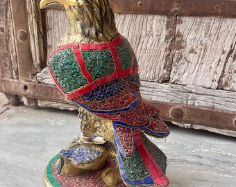 Decorative Bird Statue, Golden Stonework Eagle for Home