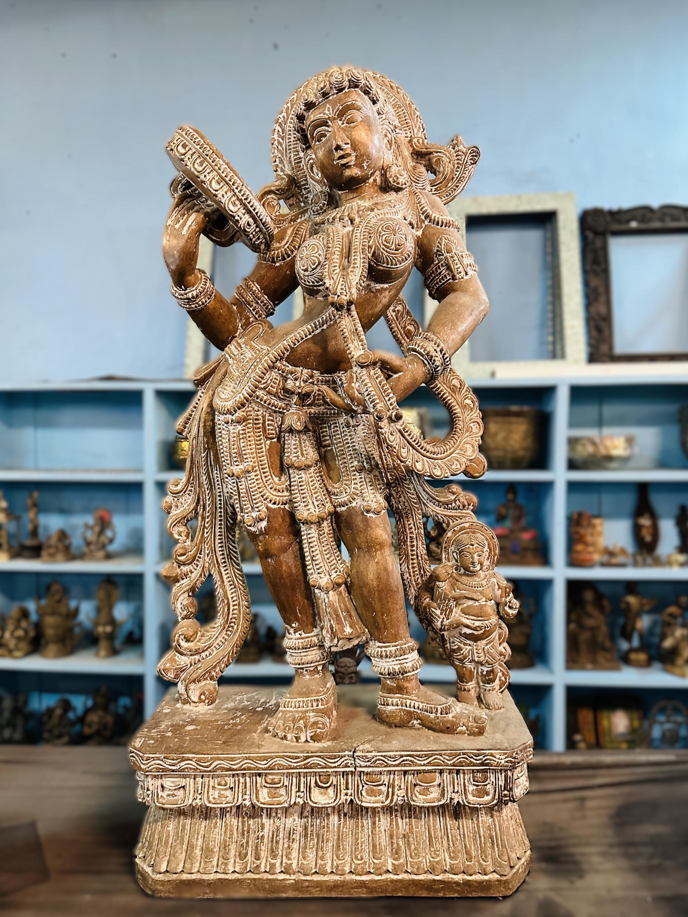 インドの老婦人の置物、黒檀の置物、アートギフト、室内装飾、手彫りの