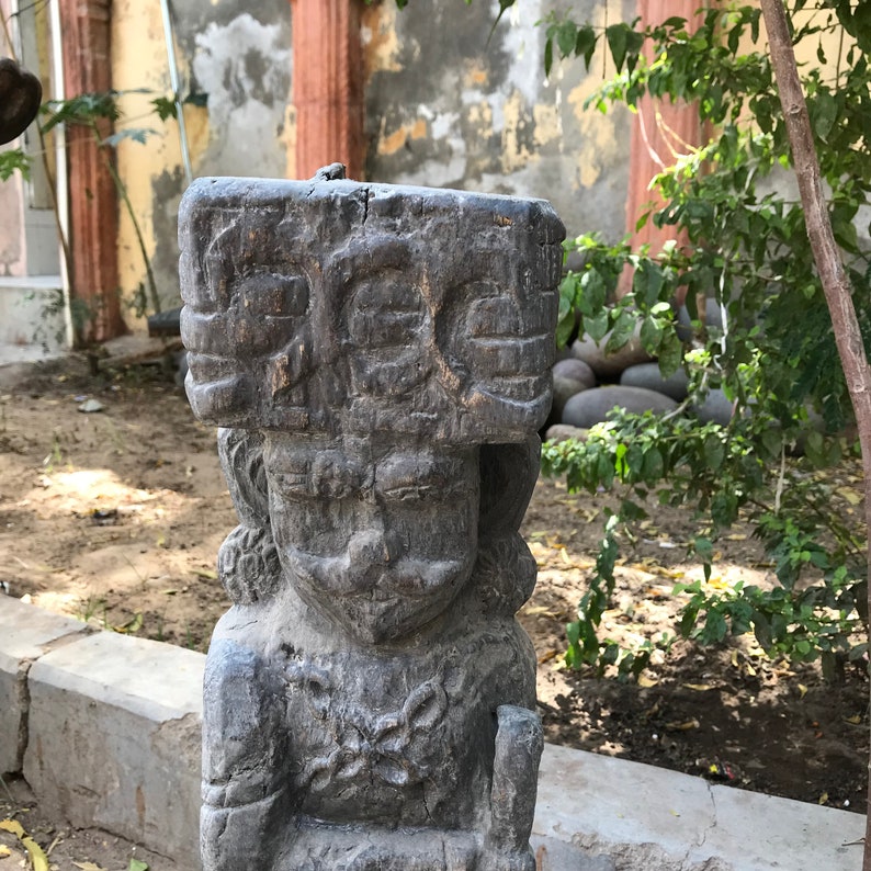 Rajasthani Durban, Gate Keeper, Rare Wooden Carved Rustic Watchman ...