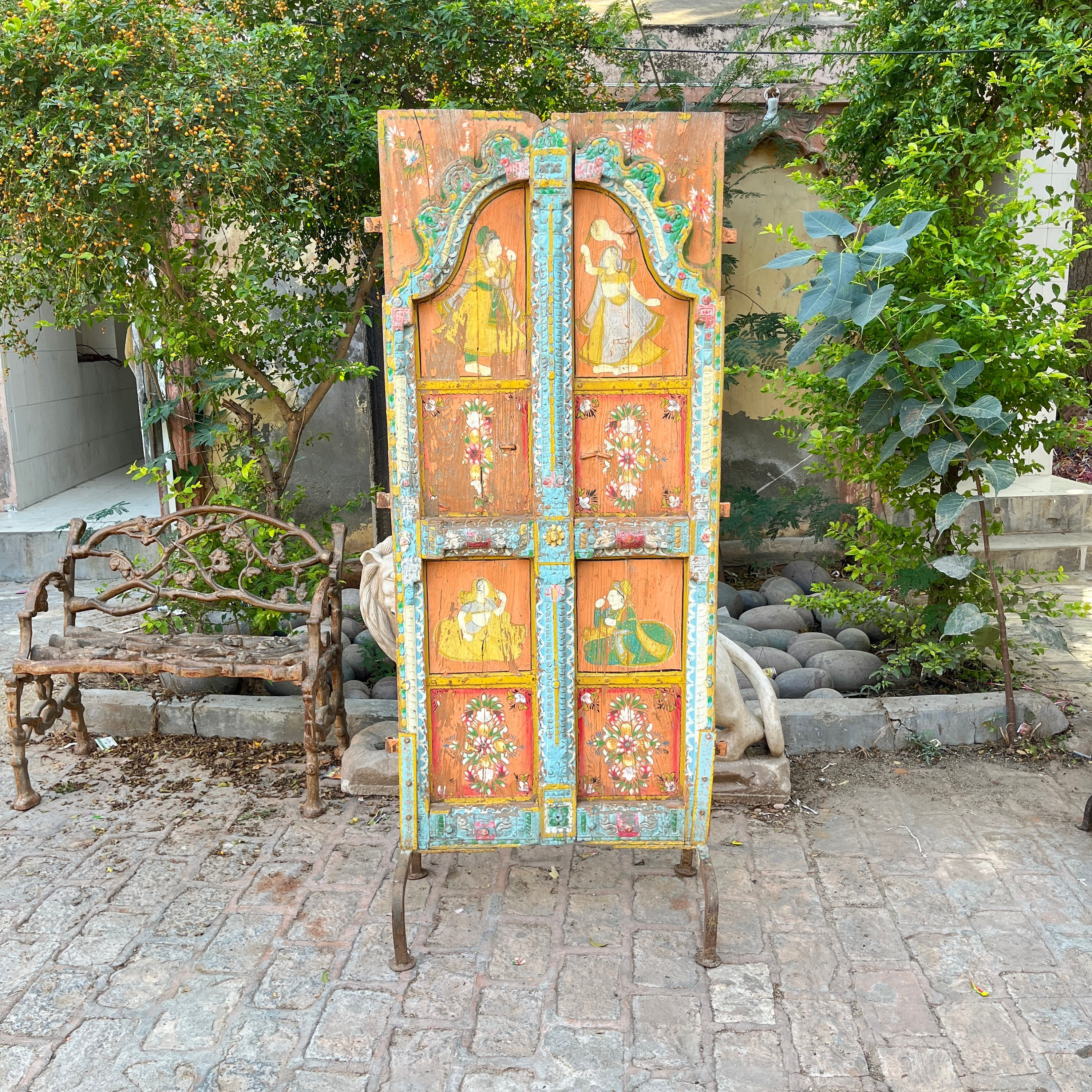Antique Hand-crafted, Indian Handicraft, Hand Painted Door Panel