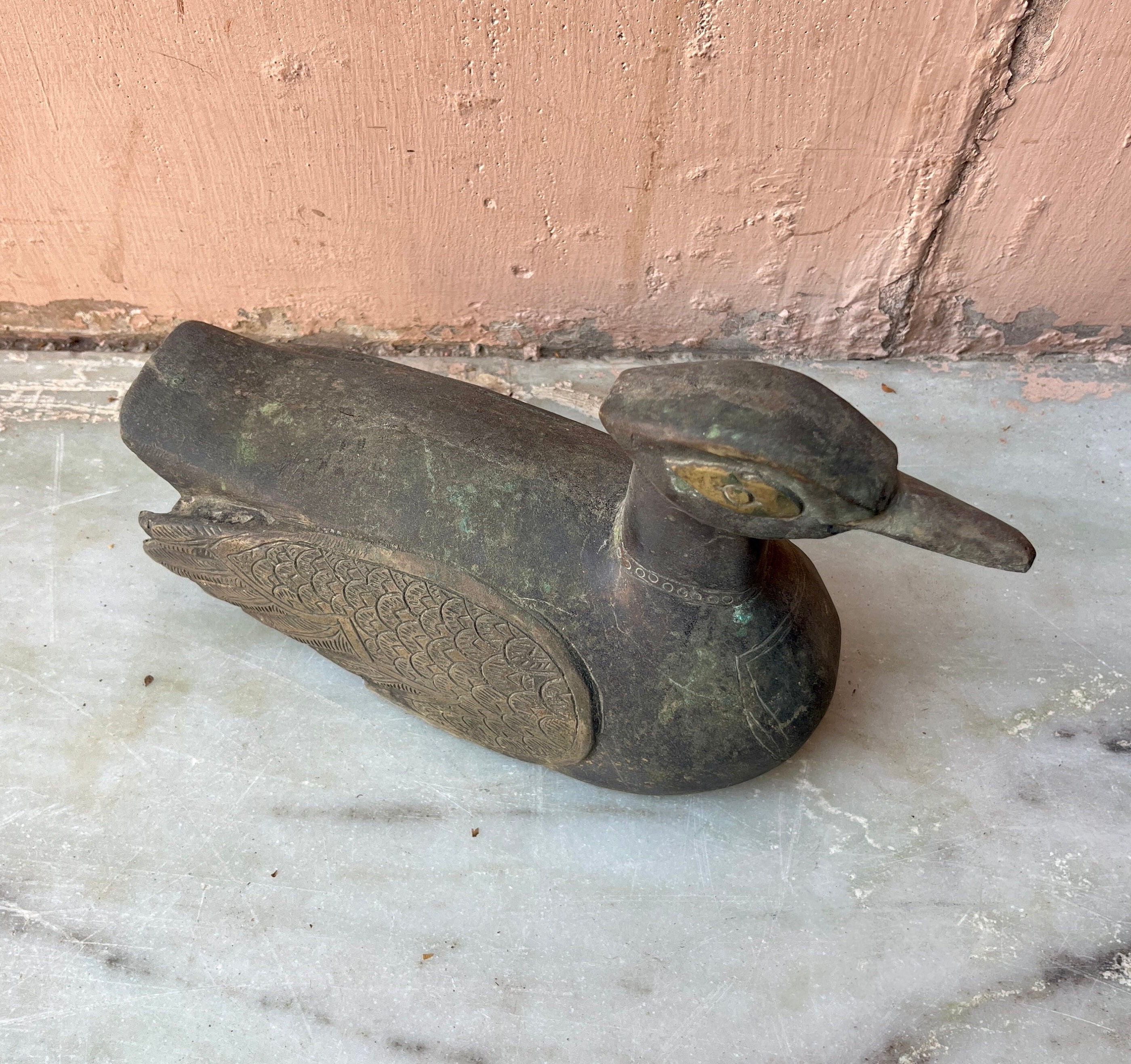 Rustic Old Decorative Duck, Old Hand Carved Wooden Duck Statue ...