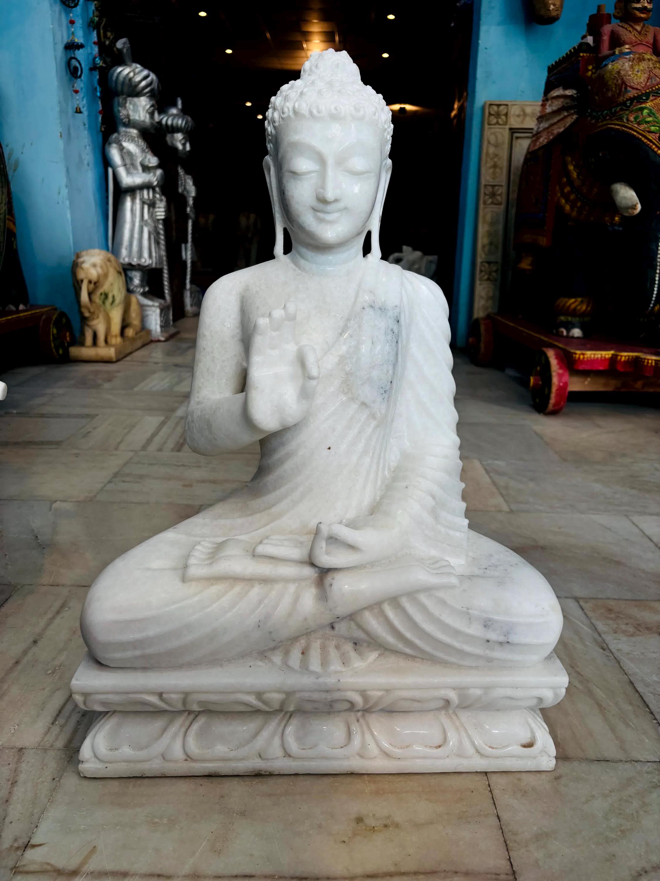 buddha.statue  まとめ売りリクエスト White Marble Buddha Statue, Gautam Buddha Idol Large Shakyamuni