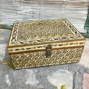 Aufbewahrungsbox, antike Knochen-Inlay-Box, traditionelles Kunstwerk, mit Knochen eingelegte Box, Muttertagsgeschenk, Sammlerstück, Erinnerungsbox, Schmuckschatulle