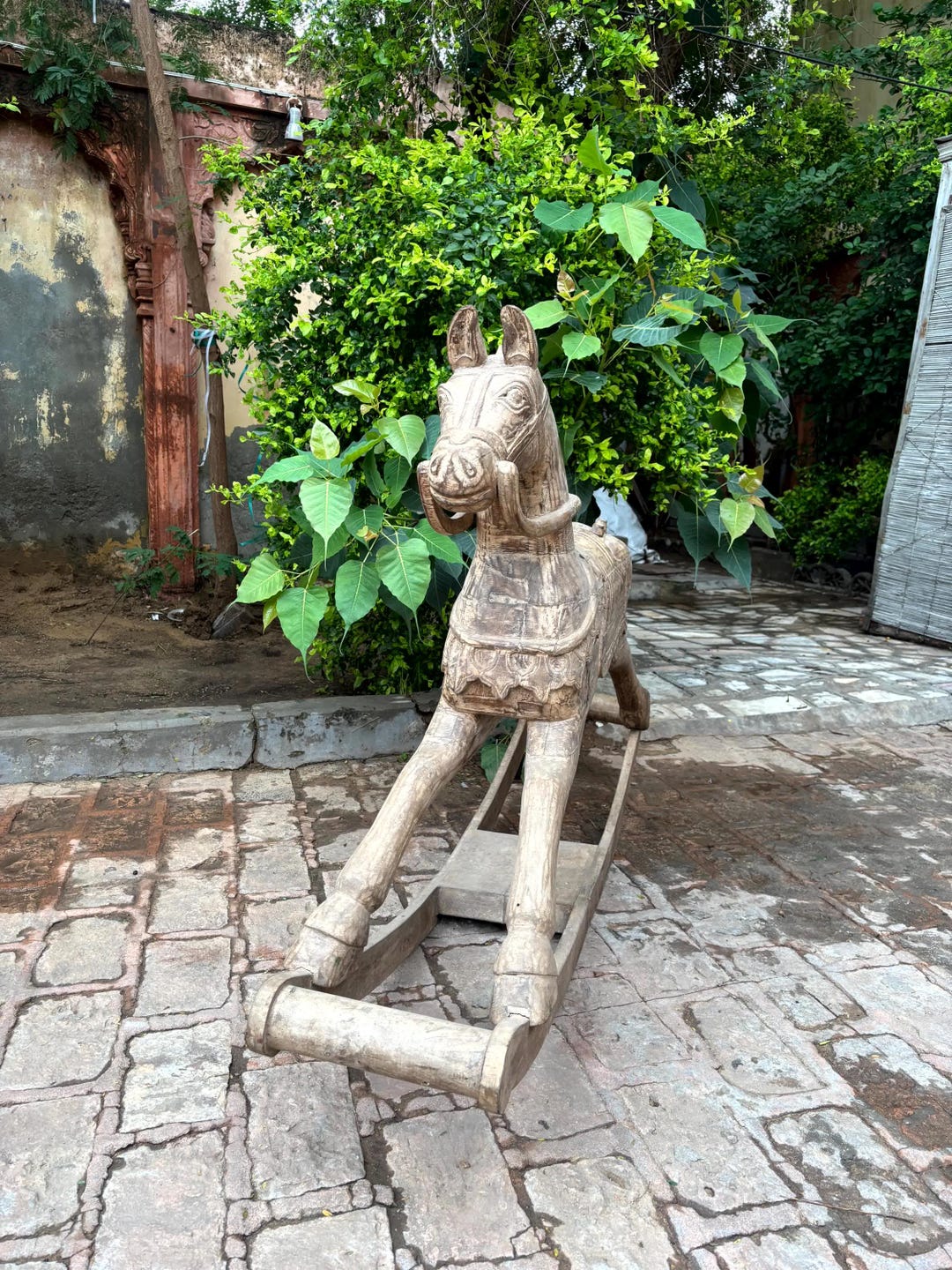 Rustic Rocking Horse Wooden Rocking Horse, Rustic Antique Home Décor Hand Carved Horse ...