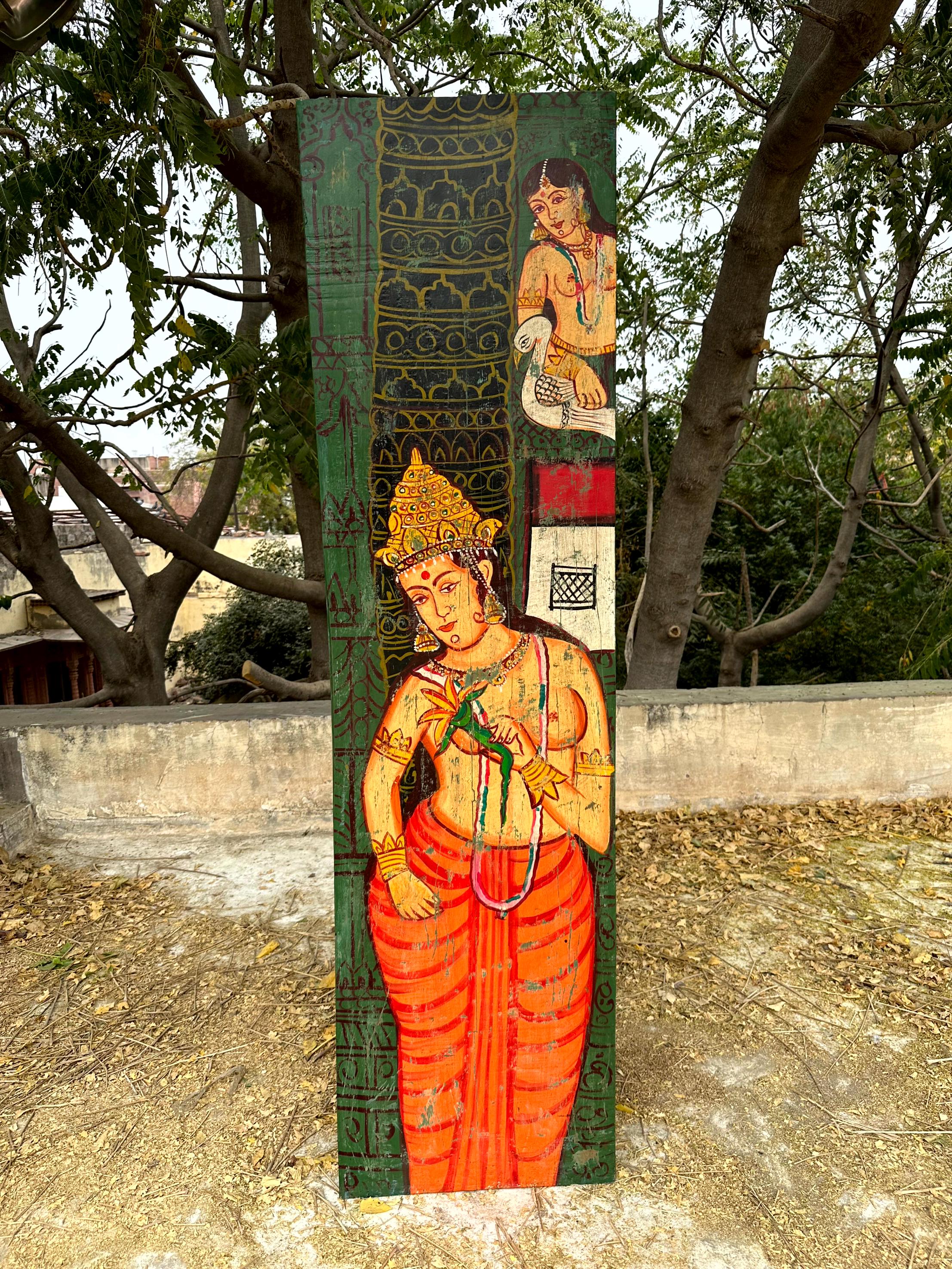 Maiden From the Caves of Ajanta, Apsara Hand Painted Work, Exotic