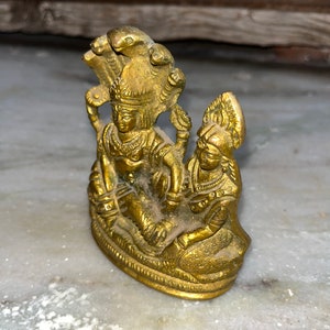 Brass Vishnu Lakshmi Statue, God of Protector, Goddess of Wealth, Lakshminarayana Idol, Vishnu Sculpture, Indian God, Temple Decor