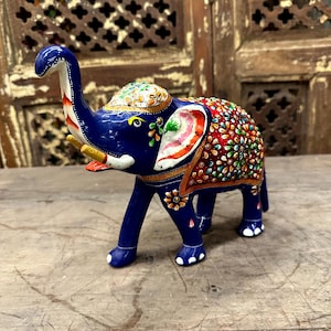 Blue Ceramic Elephant | Sculpture | Calf Figurine | Elephant Statue | Animal Figurine | Cute Decor | Art Object | Ceramic Statue