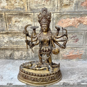 Brass Decorative Kali Statue, Goddess Mahakali, Parvati Goddess, Durga Statue, Hindu God Idols, Old Brass Sculpture,Home Decor,Mahakali Idol