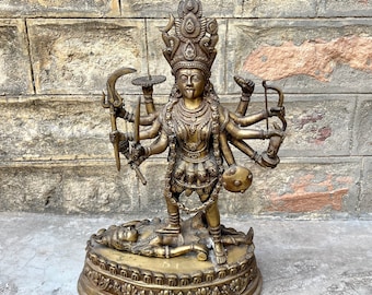 真鍮装飾カーリー像、女神マハーカリ、パールヴァティー女神