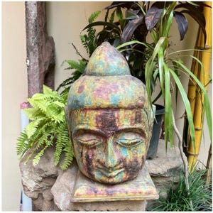 Buddha Head, Buddha Bust, Buddha Figurine, Buddha wooden Statue, Spiritual sculpture, Buddha gift, Birthday Gift, Room Decor, Meditation