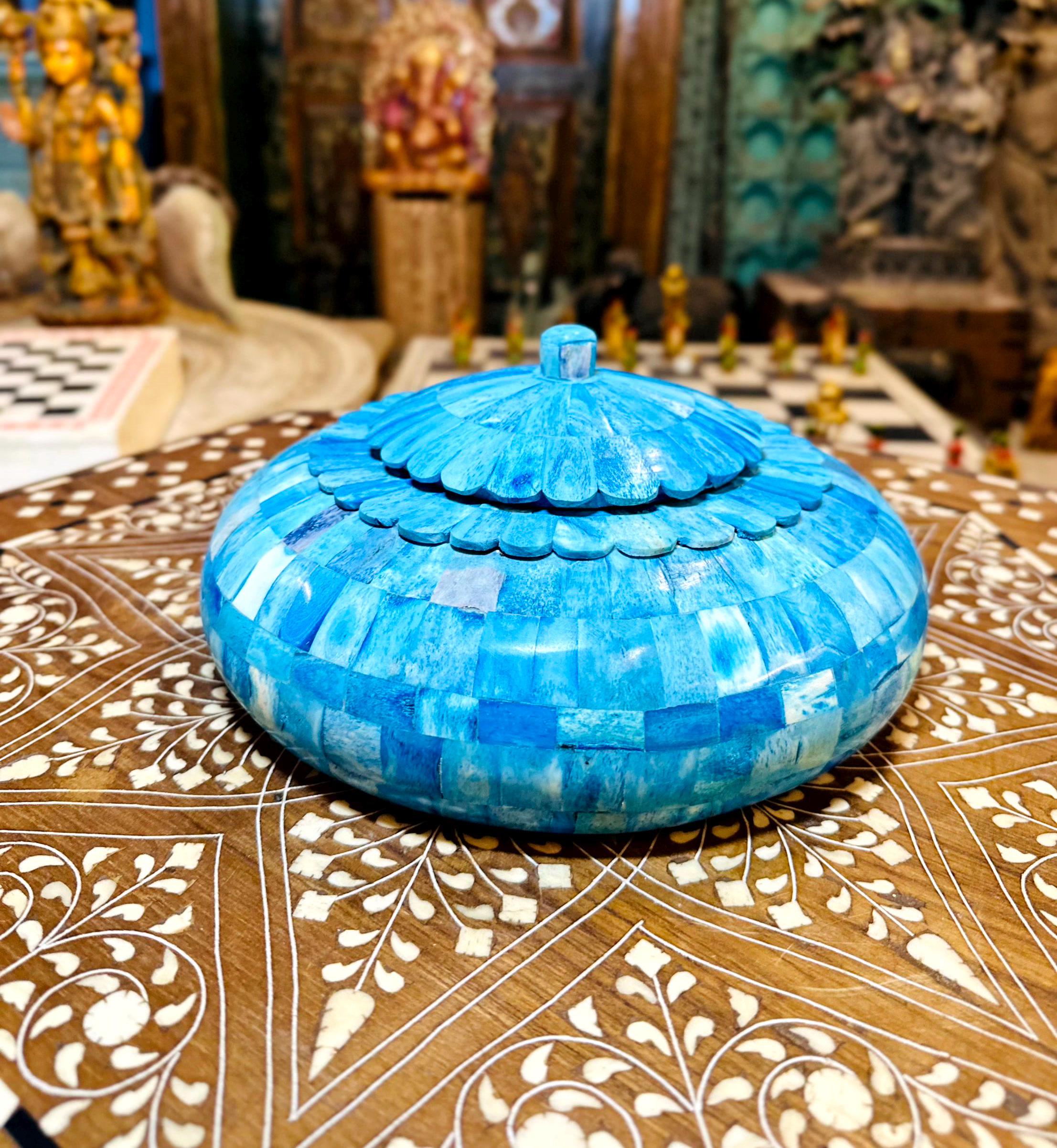 手作りの骨象嵌宝石箱 | 丸い箱 | ギフトボックス | 装飾箱 | 彼女への