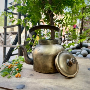 Etched Brass Tea Kettle, Collectible Art, Indian Handicraft, Kitchen Decor, Brass Tea Pot, Toddy Kettle, Brass collectable, Traditional Pot