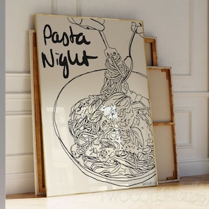 Pasta Night Poster Download, Italien Kitchen Digital Art,Pasta Lover Club Printable, Cool Kitchen Art