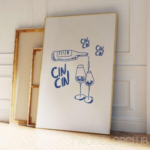 Cin Cin Print Download Wine Art Landscape Bar Cart Prints Artful Kitchen Print Blue Cin Cin Printable