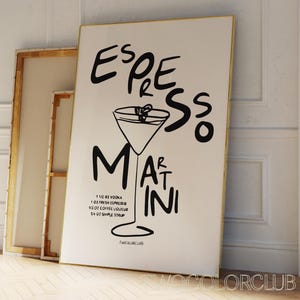 Espresso Martini Print Download Cocktails Recipe Wall Art Bar Cart Art Print Espresso Cocktail Print Martini Digital Print