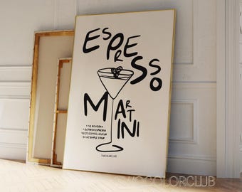 Espresso Martini Recipe Print, Modern Cocktail Bar Art (Digital Download)