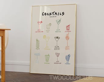 Cocktails Kunstdruck | Lebhaftes Bar Dekor (Digitaler Download)